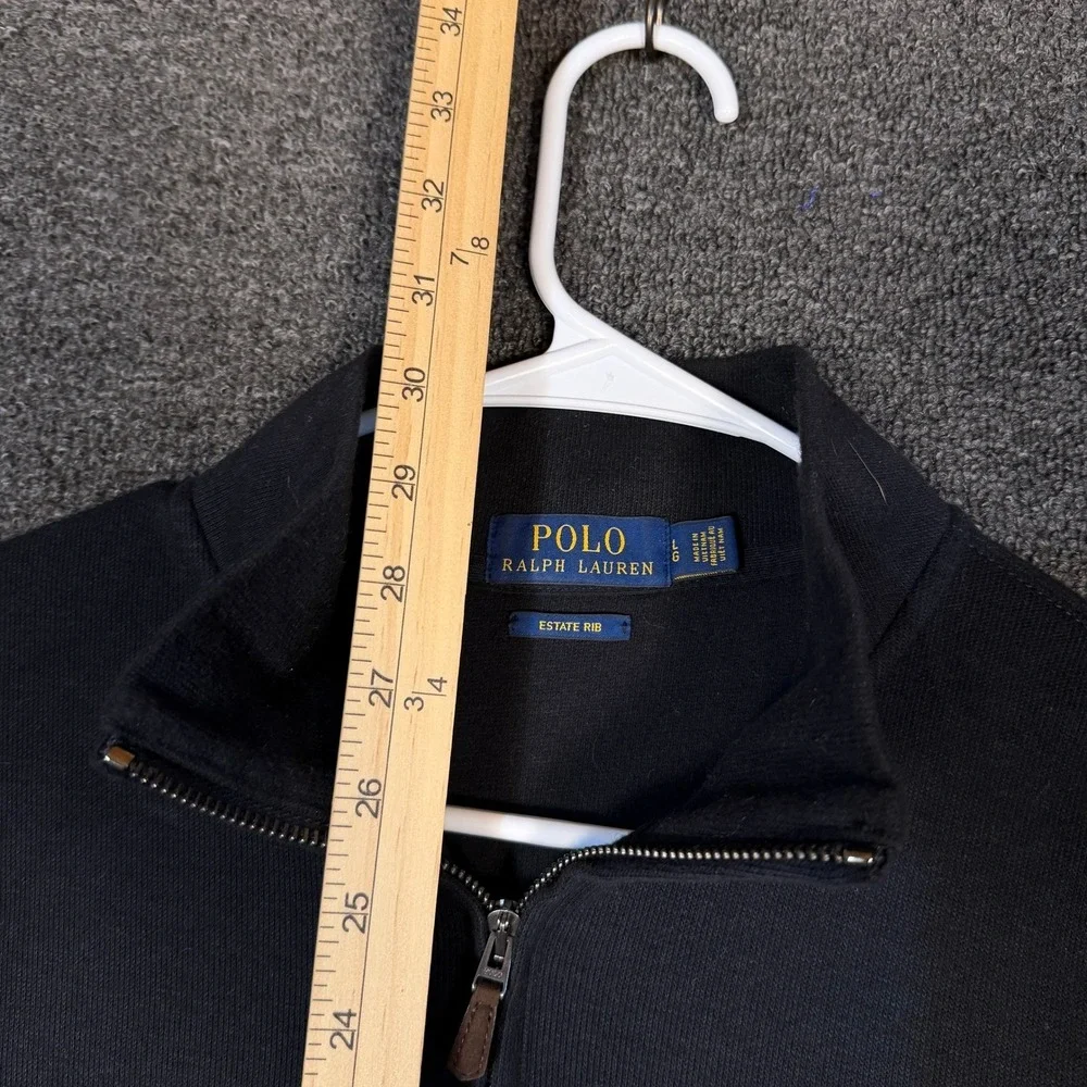 Polo Ralph Lauren Mens Estate Rib Quarter Zip Pullover Black Large Pony Logo